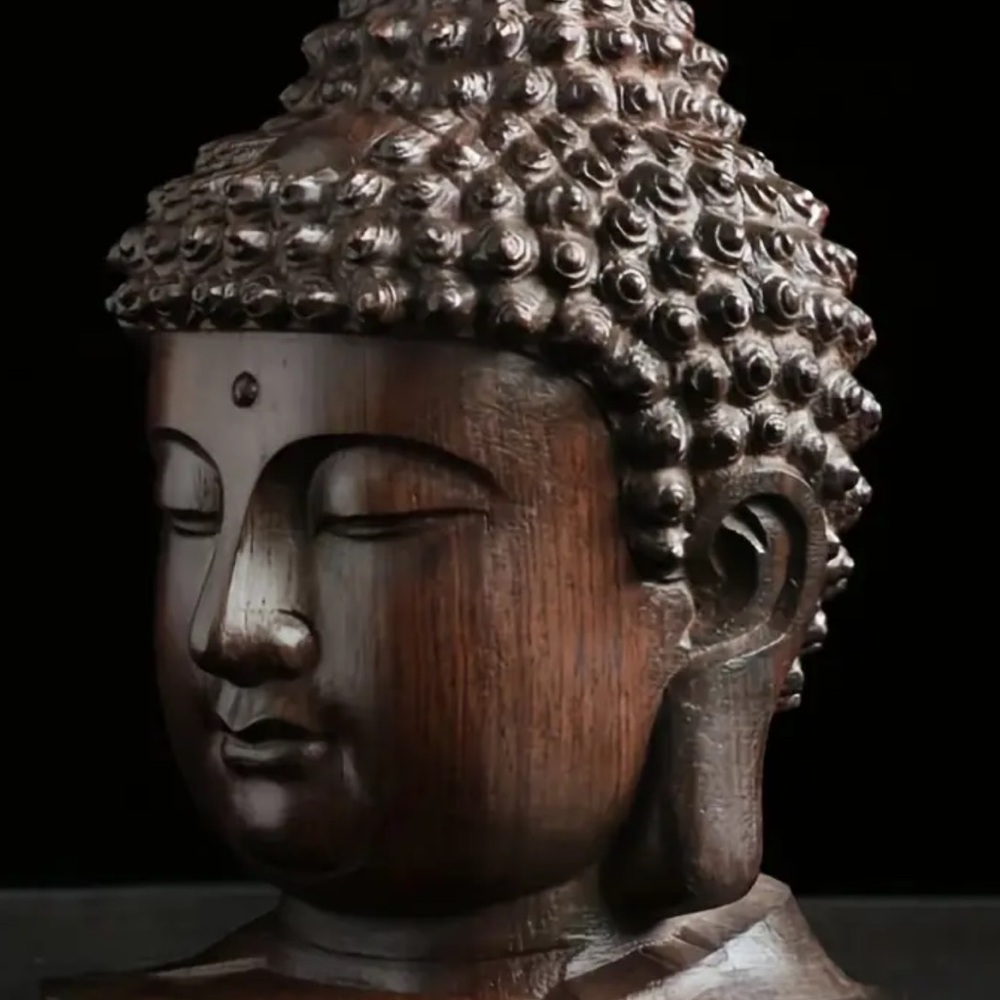 Collectible 1 carved Ebony wood face of Buddha - Picture 5 of 7